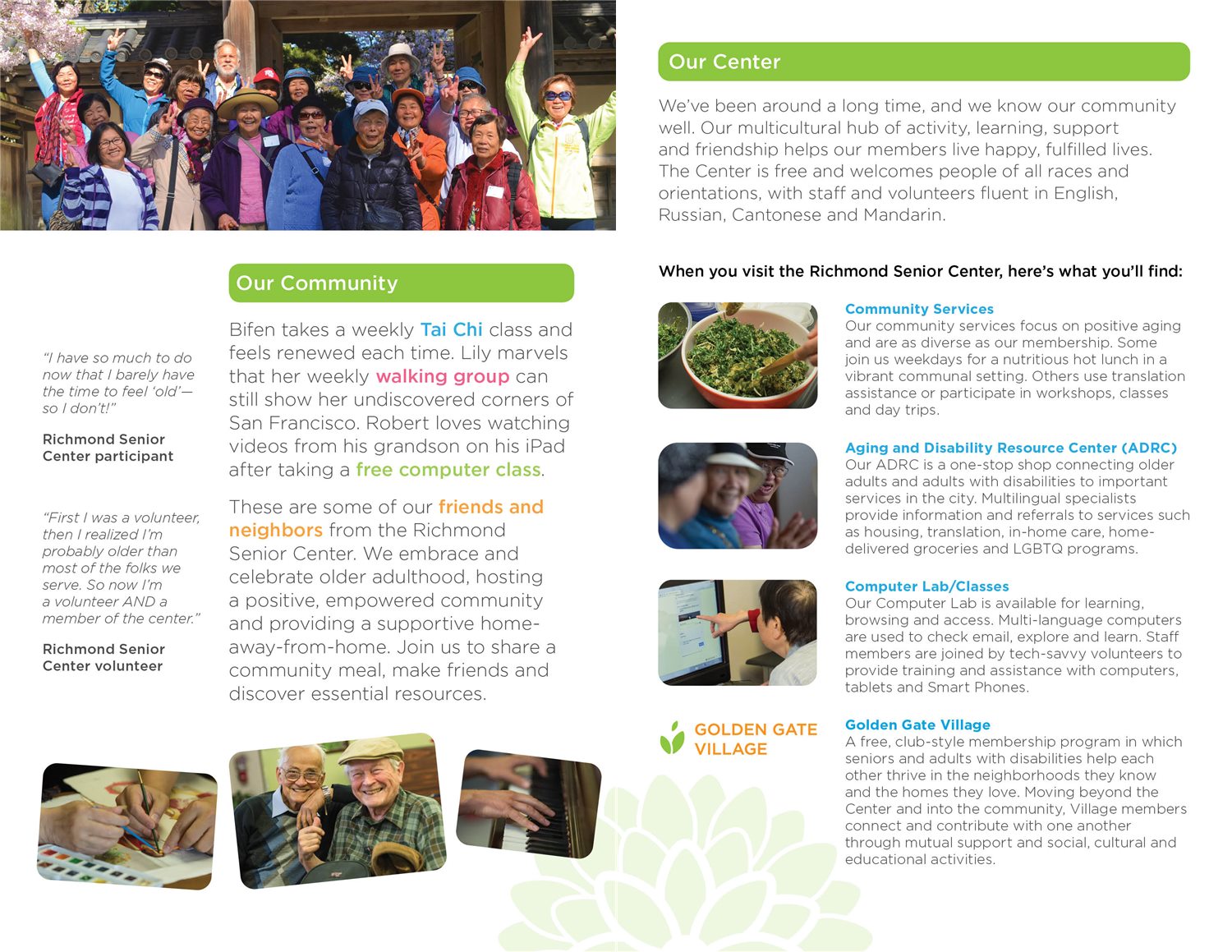 Richmond Senior Center brochure inside spread