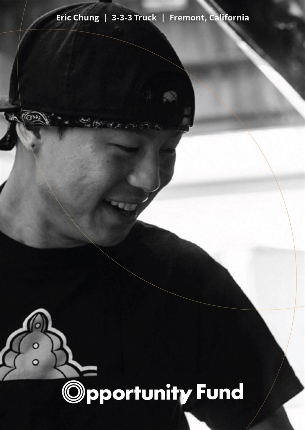 Table-top card featuring client Eric Chang
